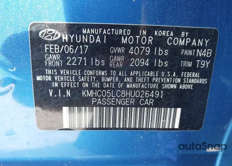 2017 Hyundai Ioniq Hybrid Limited из США, поврежденный, VIN KMHC05LC8HU026491